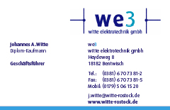 Kunde: we3 witte elektrotechnik gmbh, Visitenkarte